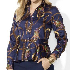 Lauren Ralph Lauren Equestrian Peplum Blouse 14
